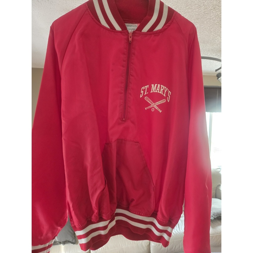 Vintage St Mary's Baseball Satin Jacket USA Made Otterwear Harvard Clothing Red